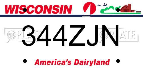 344ZJN Wisconsin License Plate