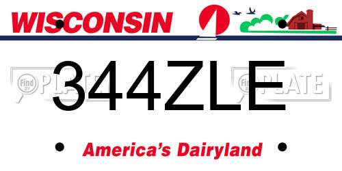 344ZLE Wisconsin License Plate