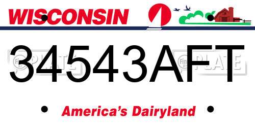 34543AFT Wisconsin License Plate