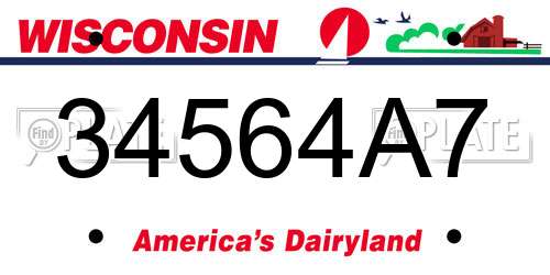 34564A7 Wisconsin License Plate