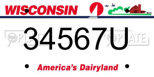 34567U Wisconsin License Plate