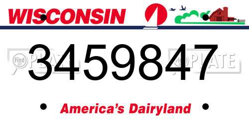 3459847 Wisconsin License Plate