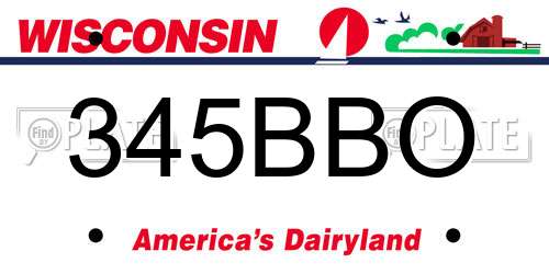 345BBO Wisconsin License Plate