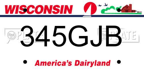 345GJB Wisconsin License Plate