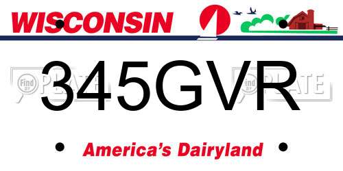 345GVR Wisconsin License Plate