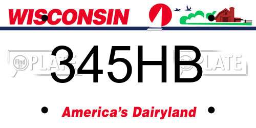 345HB Wisconsin License Plate