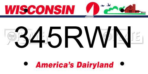 345RWN Wisconsin License Plate