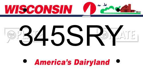 345SRY Wisconsin License Plate
