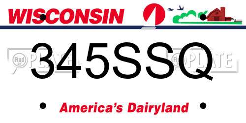 345SSQ Wisconsin License Plate