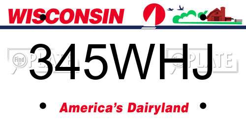 345WHJ Wisconsin License Plate