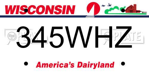 345WHZ Wisconsin License Plate