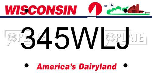345WLJ Wisconsin License Plate