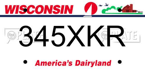 345XKR Wisconsin License Plate