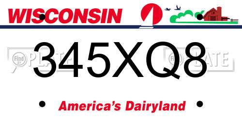 345XQ8 Wisconsin License Plate