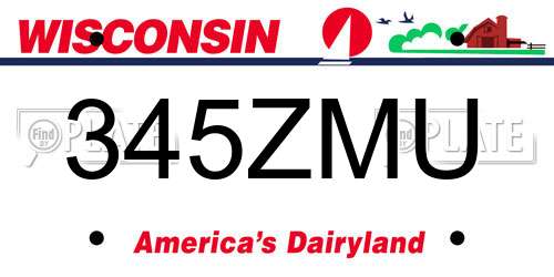 345ZMU Wisconsin License Plate