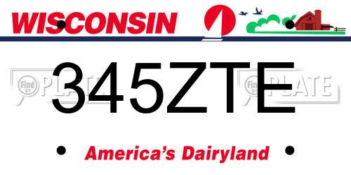 345ZTE Wisconsin License Plate
