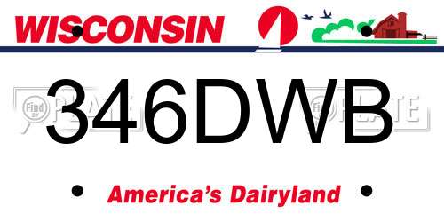 346DWB Wisconsin License Plate