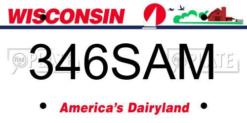 346SAM Wisconsin License Plate