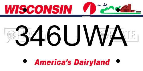 346UWA Wisconsin License Plate