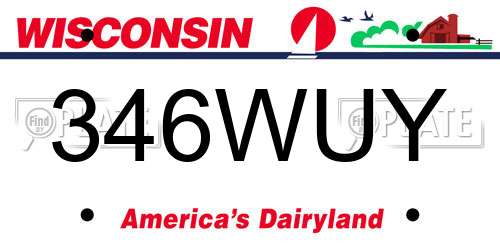 346WUY Wisconsin License Plate