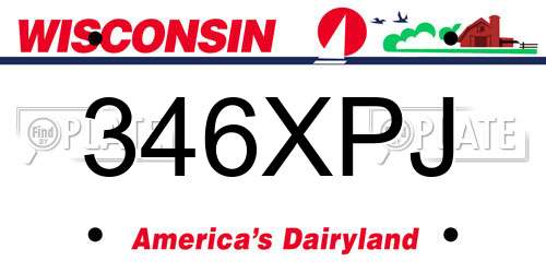 346XPJ Wisconsin License Plate