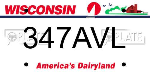 347AVL Wisconsin License Plate