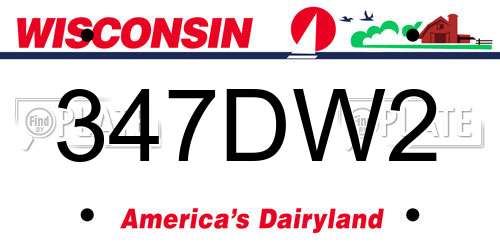 347DW2 Wisconsin License Plate