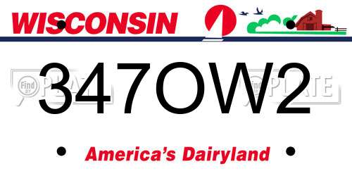 347OW2 Wisconsin License Plate