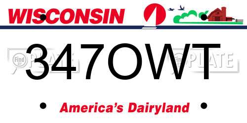 347OWT Wisconsin License Plate
