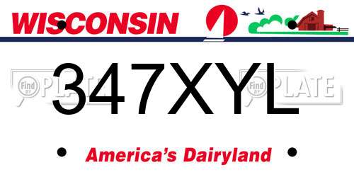 347XYL Wisconsin License Plate