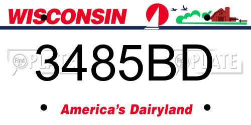 3485BD Wisconsin License Plate