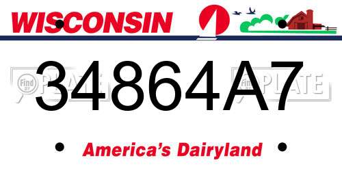34864A7 Wisconsin License Plate
