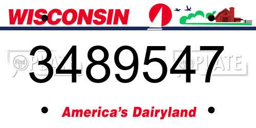 3489547 Wisconsin License Plate