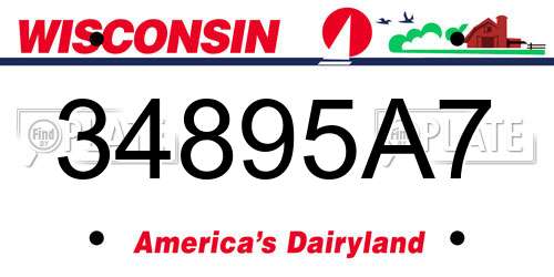34895A7 Wisconsin License Plate