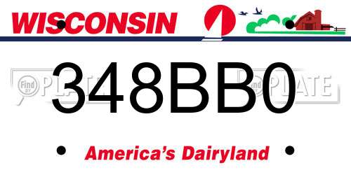 348BB0 Wisconsin License Plate