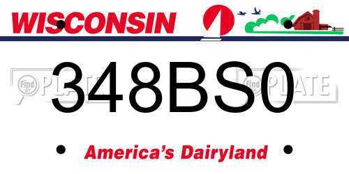 348BS0 Wisconsin License Plate