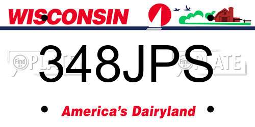 348JPS Wisconsin License Plate