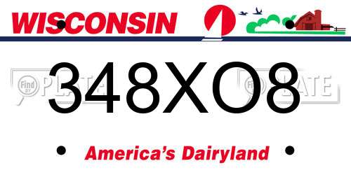 348XO8 Wisconsin License Plate
