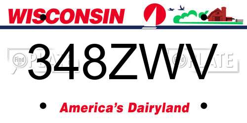 348ZWV Wisconsin License Plate