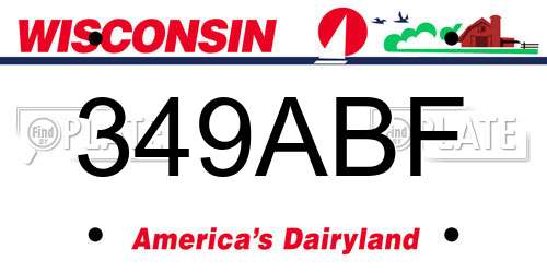 349ABF Wisconsin License Plate