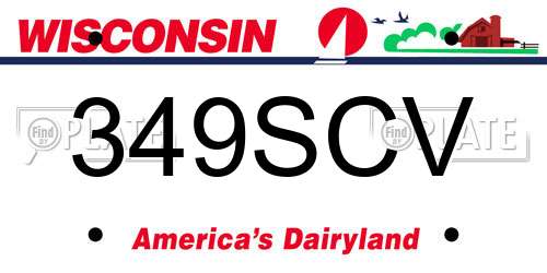 349SCV Wisconsin License Plate
