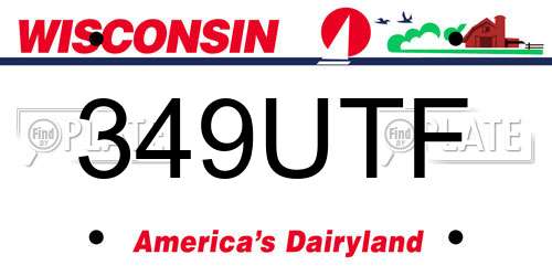 349UTF Wisconsin License Plate