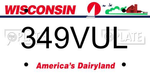 349VUL Wisconsin License Plate