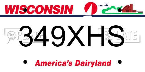 349XHS Wisconsin License Plate