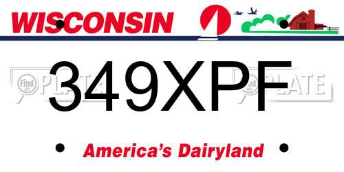 349XPF Wisconsin License Plate