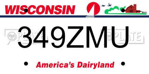 349ZMU Wisconsin License Plate