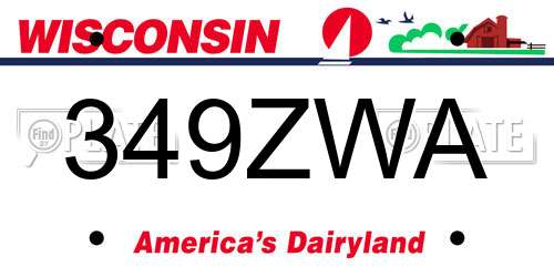 349ZWA Wisconsin License Plate