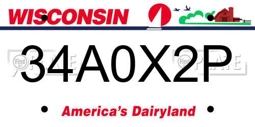 34A0X2P Wisconsin License Plate