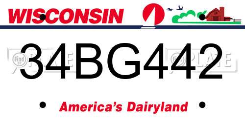 34BG442 Wisconsin License Plate