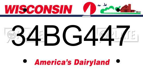 34BG447 Wisconsin License Plate
